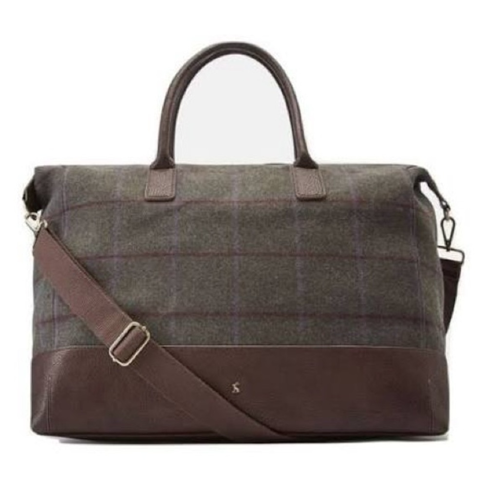 Women’s Jules Paddington Tweed Holdall in Green Check - Classic Travel Weekender